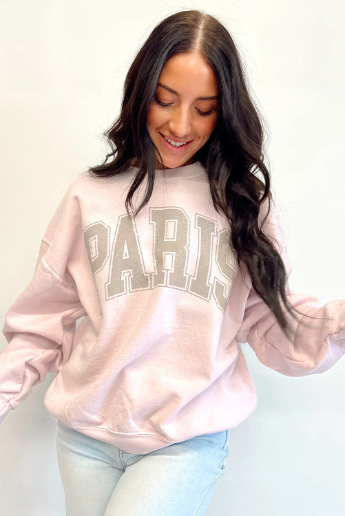 Pink paris Graphic Oversized Sweatshirt