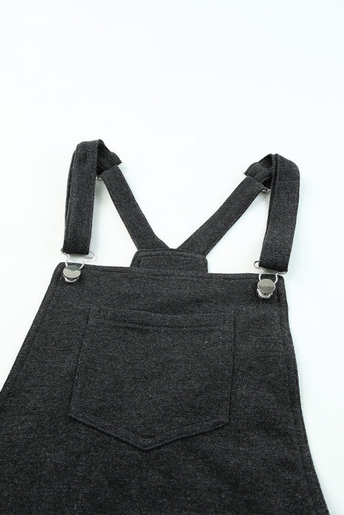 Gray Vintage Washed Drawstring Short Overalls