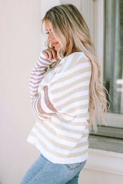 ⭐️ NEW Stripe Blocked Drop Shoulder Slouchy Sweater