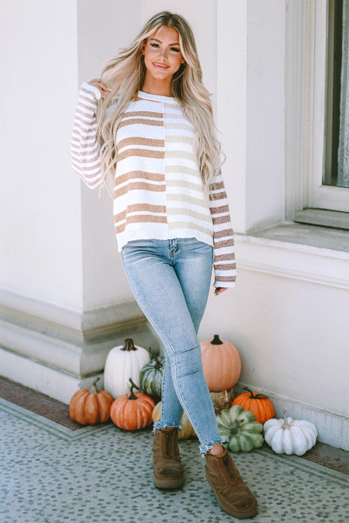 ⭐️ NEW Stripe Blocked Drop Shoulder Slouchy Sweater