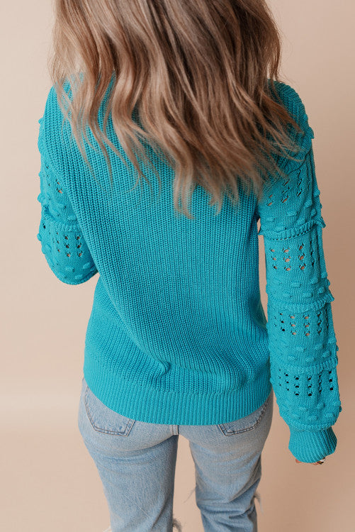 ⭐️ NEW Turquoise Ruffled Eyelet Bubble Sleeve Sweater