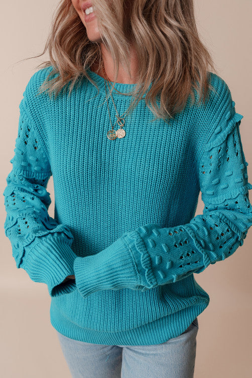 ⭐️ NEW Turquoise Ruffled Eyelet Bubble Sleeve Sweater