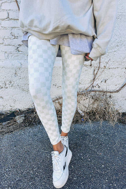 ⭐️ NEW Gray Checkered Pattern High Waist Skinny Leggings