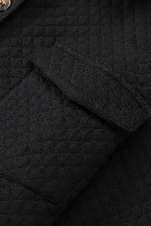 ⭐️ NEW Black Retro Quilted Flap Pocket Button Shacket