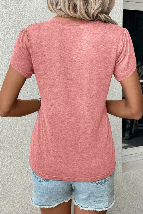 Rose Fashion Petal Sleeve V Neck T Shirt