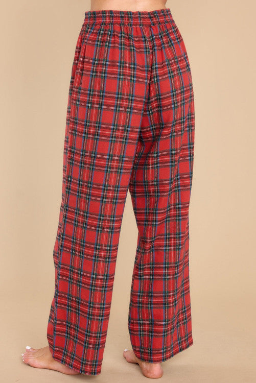 Red Tartan Plaid Print Long Sleeve Shirt and Pants Pajama Set