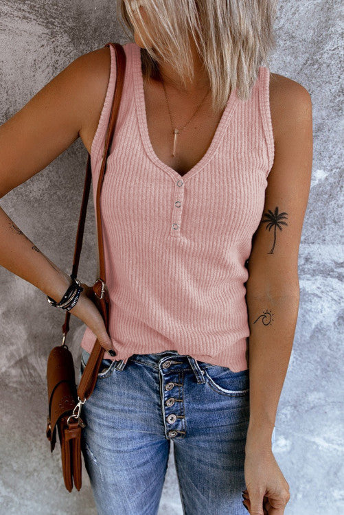 Pink Ribbed Tank Top (small-2x)