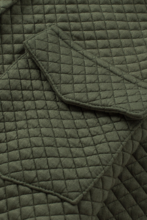 Green Quilted Flap Pocket Button Shacket