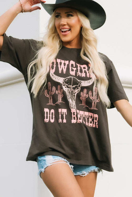 $𝟏𝟓 𝐰𝐞𝐝𝐧𝐞𝐬𝐝𝐚𝐲 𝐨𝐧𝐥𝐲: COWGIRLS DO IT BETTER Graphic Print Oversized T Shirt