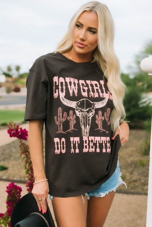 $𝟏𝟓 𝐰𝐞𝐝𝐧𝐞𝐬𝐝𝐚𝐲 𝐨𝐧𝐥𝐲: COWGIRLS DO IT BETTER Graphic Print Oversized T Shirt