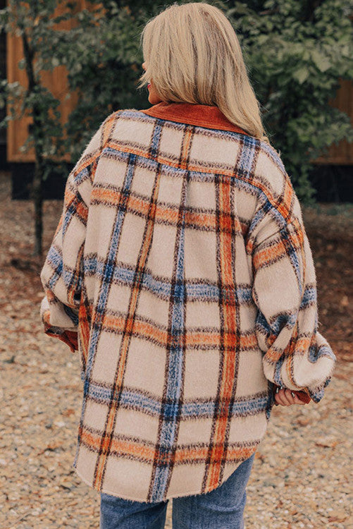 ⭐️ NEW Stripe Plus Size Plaid Print Collared Buttoned Jacket