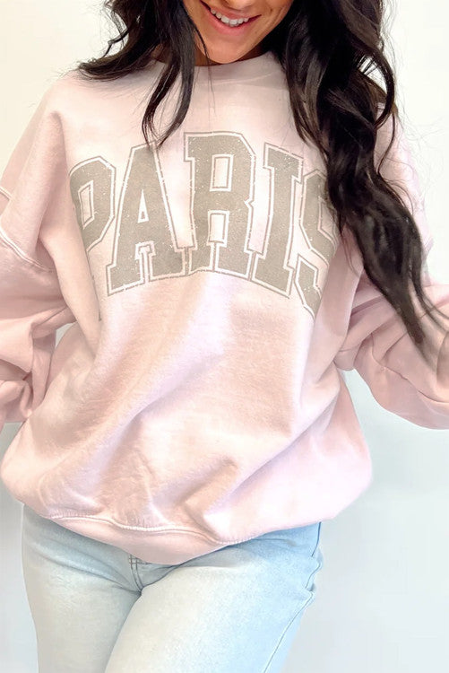 Pink paris Graphic Oversized Sweatshirt